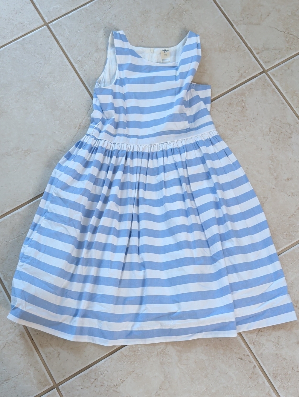 OshKosh B'gosh Light Blue & White Striped Beach Girls Size 10 Sundress